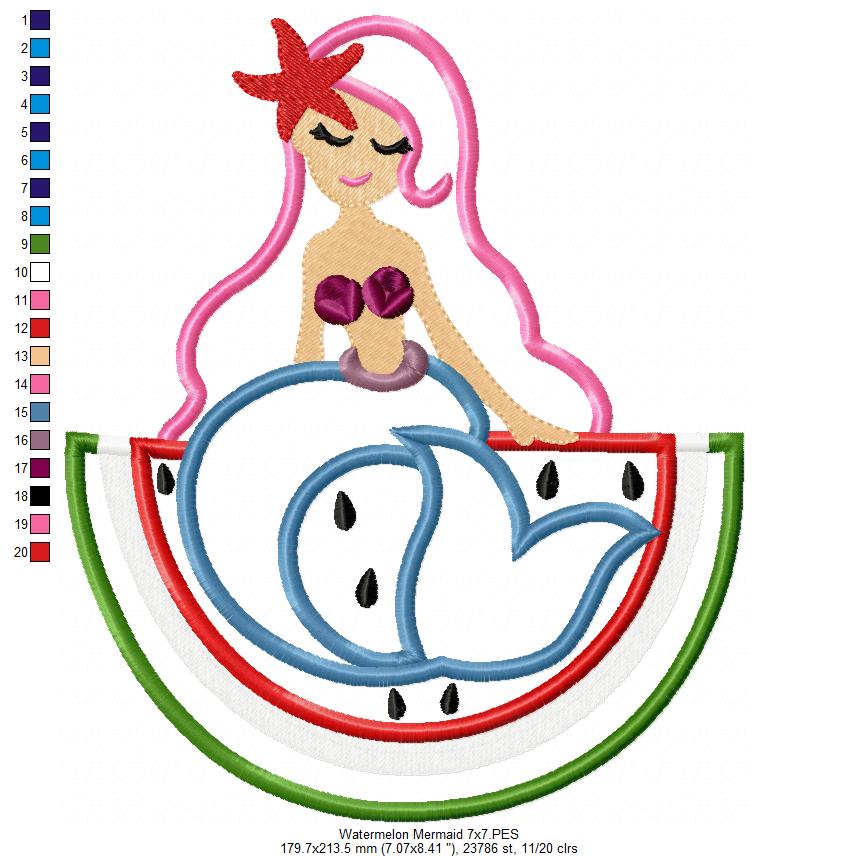Watermelon Mermaid - Applique