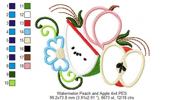 Peach, Apple and Watermelon - Applique