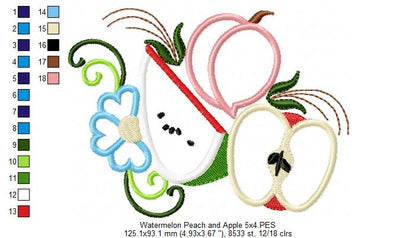 Peach, Apple and Watermelon - Applique