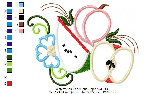 Peach, Apple and Watermelon - Applique