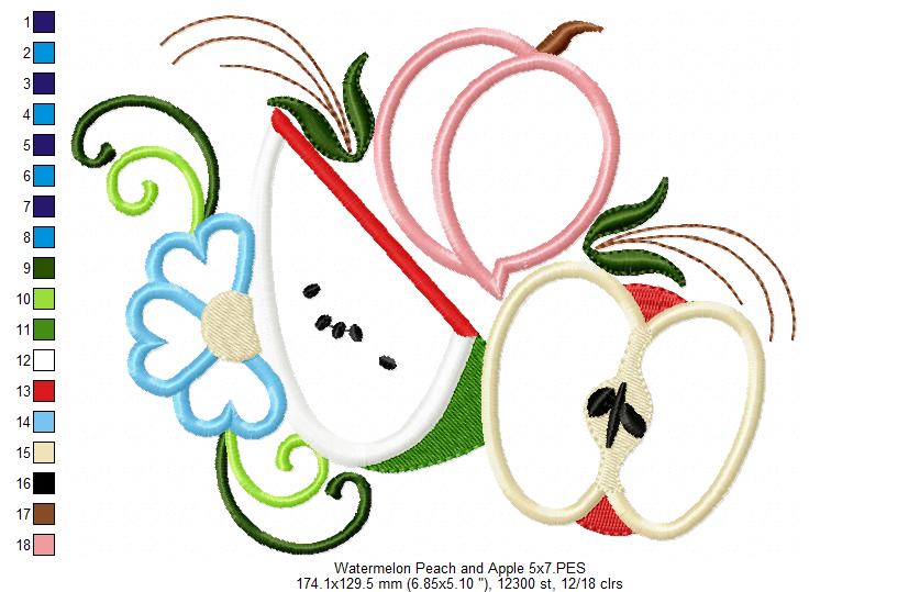 Peach, Apple and Watermelon - Applique