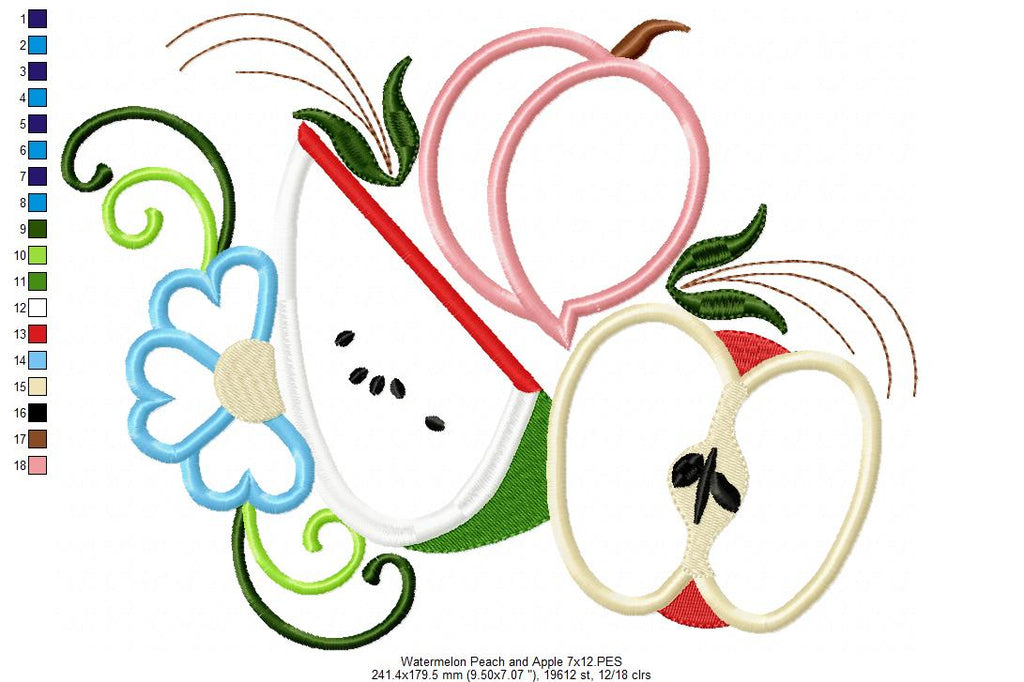 Peach, Apple and Watermelon - Applique