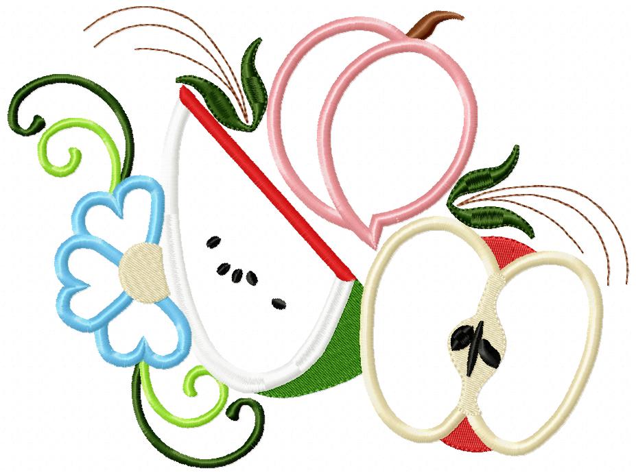 Peach, Apple and Watermelon - Applique