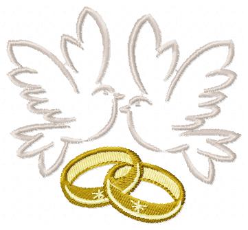 Wedding Doves and Ring - Fill Stitch