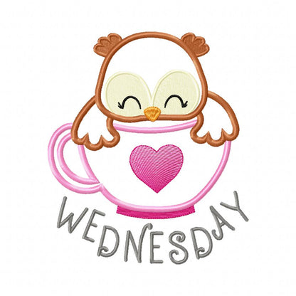 Days of the Week Animals in the Cup - Applique - Set of 7 designs