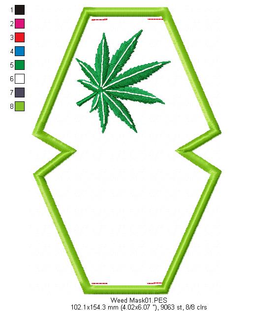 Weed Face Mask - ITH Project - Machine Embroidery Design