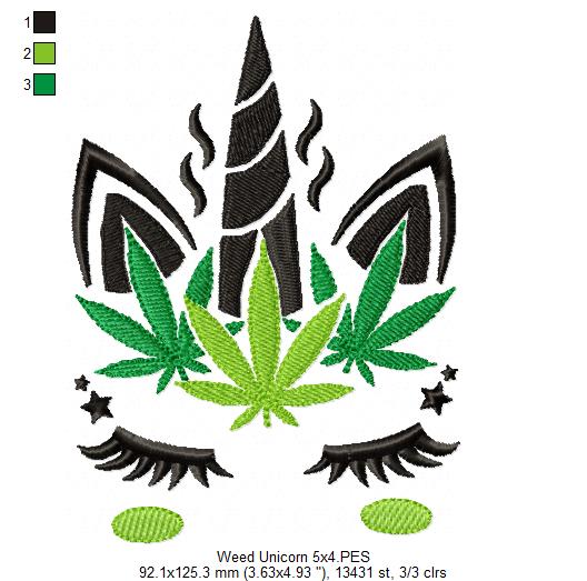 Weed Unicorn - Fill Stitch