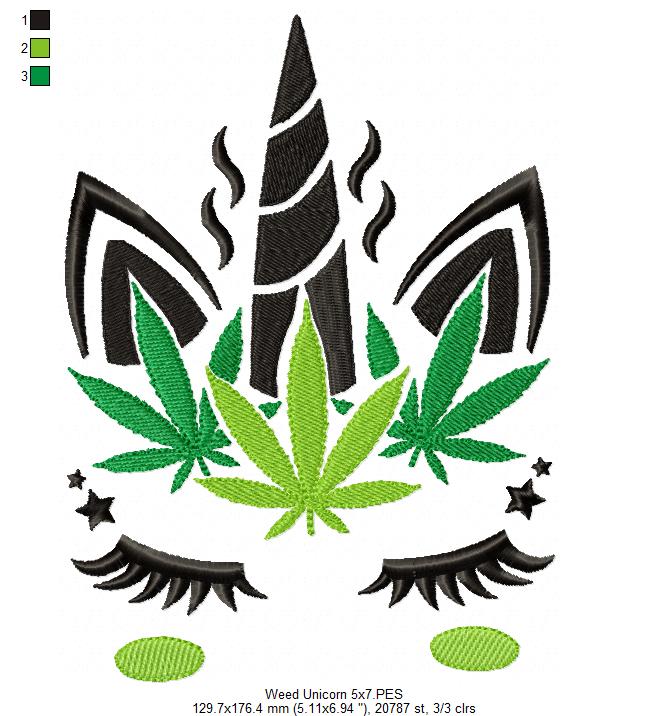 Weed Unicorn - Fill Stitch