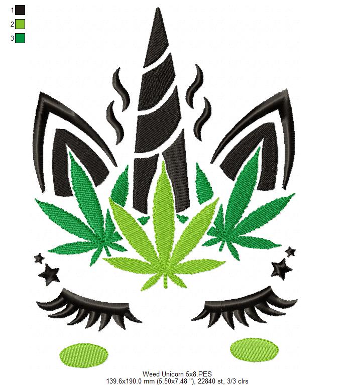 Weed Unicorn - Fill Stitch