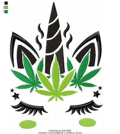 Weed Unicorn - Fill Stitch