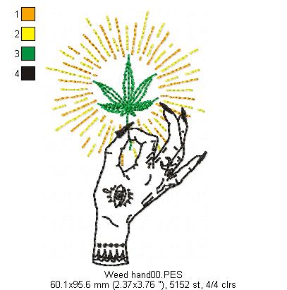 Weed Hand  - Redwork