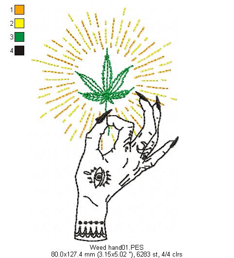 Weed Hand  - Redwork