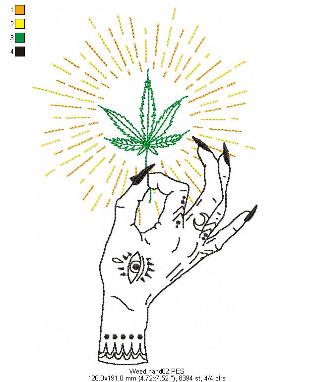 Weed Hand  - Redwork