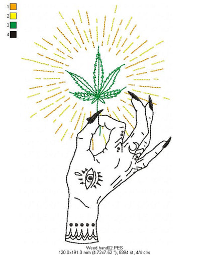 Weed Hand  - Redwork