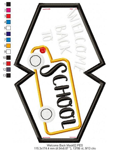 Welcome back to School Face Mask - ITH Project - Machine Embroidery Design