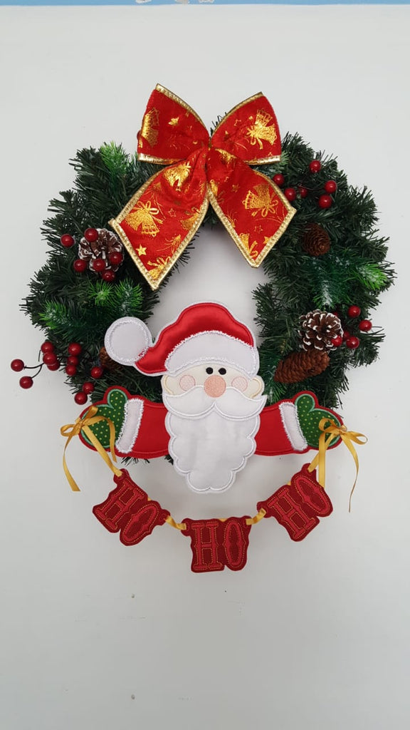 Santa Claus Ho Ho Ho Door Ornament - ITH Project - Machine Embroidery Design