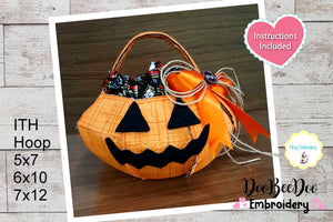 Pumpkin Halloween Basket - ITH Project - Machine Embroidery Design