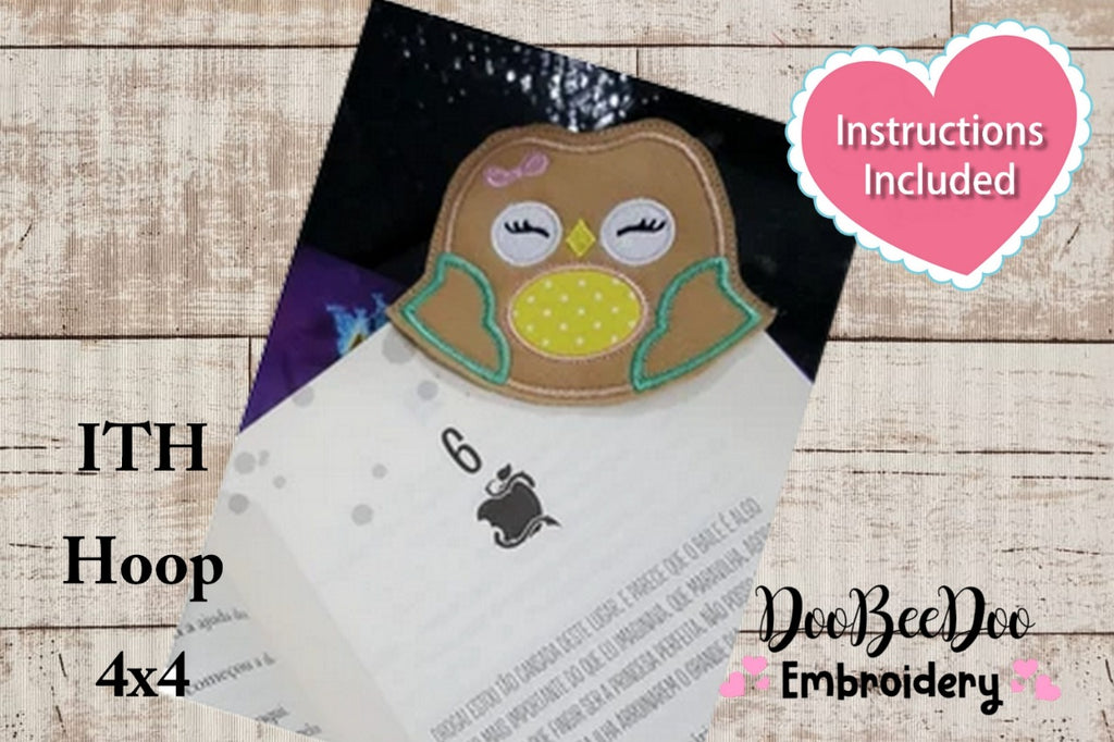 Little Owl Bookmarker - ITH Applique - Machine Embroidery Design