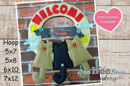 Wreath Three Kittens - ITH Project - Machine Embroidery Design