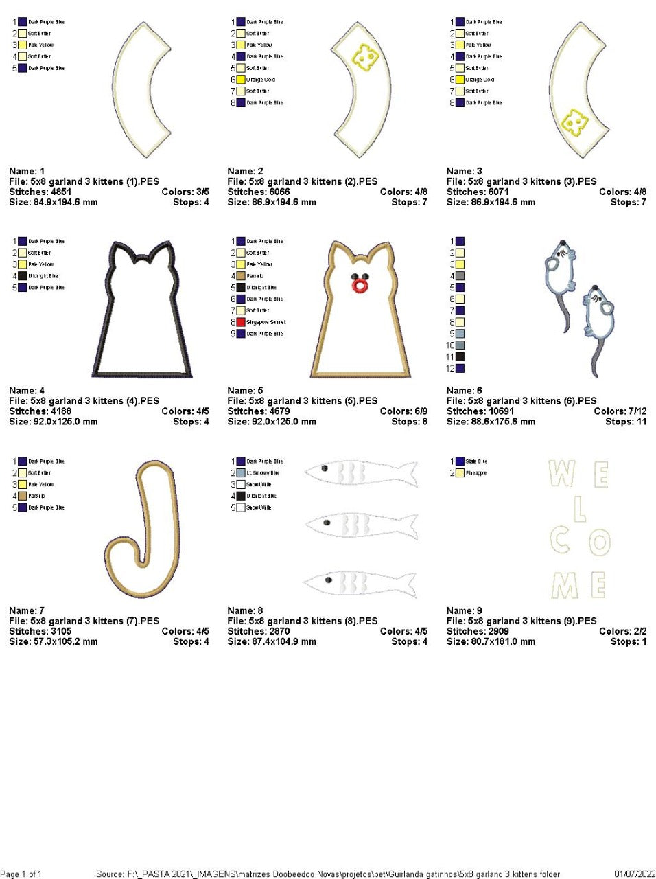 Wreath Three Kittens - ITH Project - Machine Embroidery Design