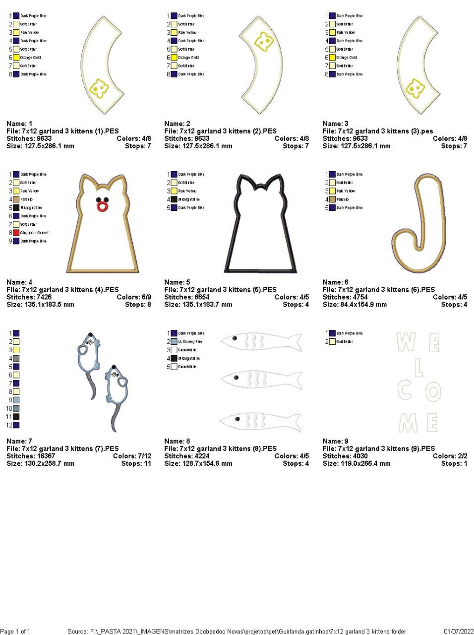 Wreath Three Kittens - ITH Project - Machine Embroidery Design