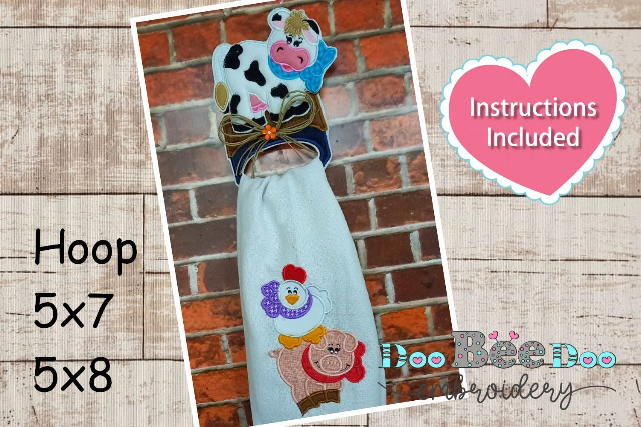 Farm Animals Set of 3 Designs - ITH Project - Machine Embroidery Design