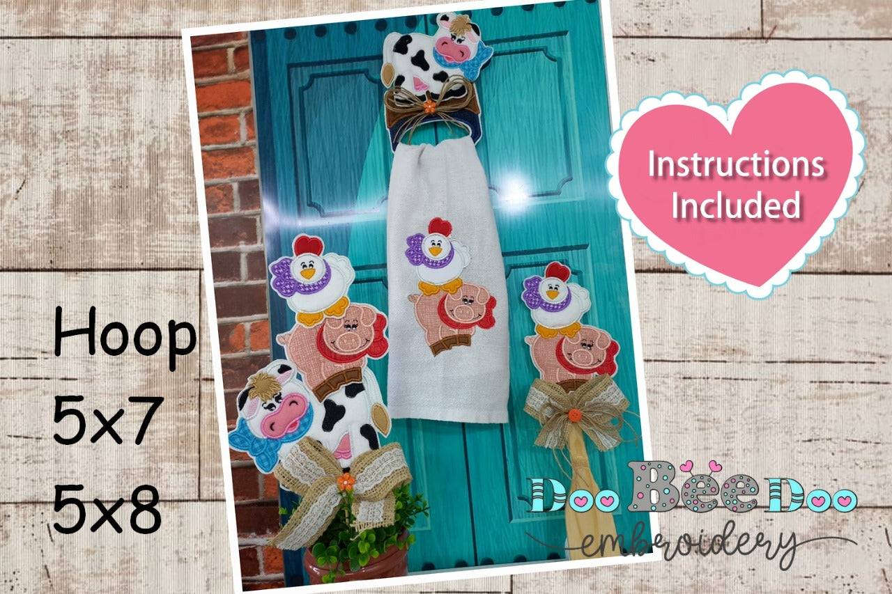 Farm Animals Set of 3 Designs - ITH Project - Machine Embroidery Design