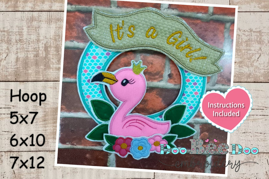 Flamingo Wreath - ITH Project - Machine Embroidery Design