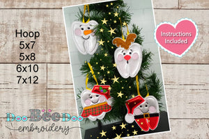 Teeth Christmas Tree Ornaments Set - ITH Project - Machine Embroidery Design