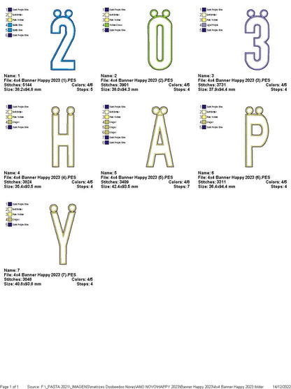 Happy 2023 Banner - ITH Project - Machine Embroidery Design