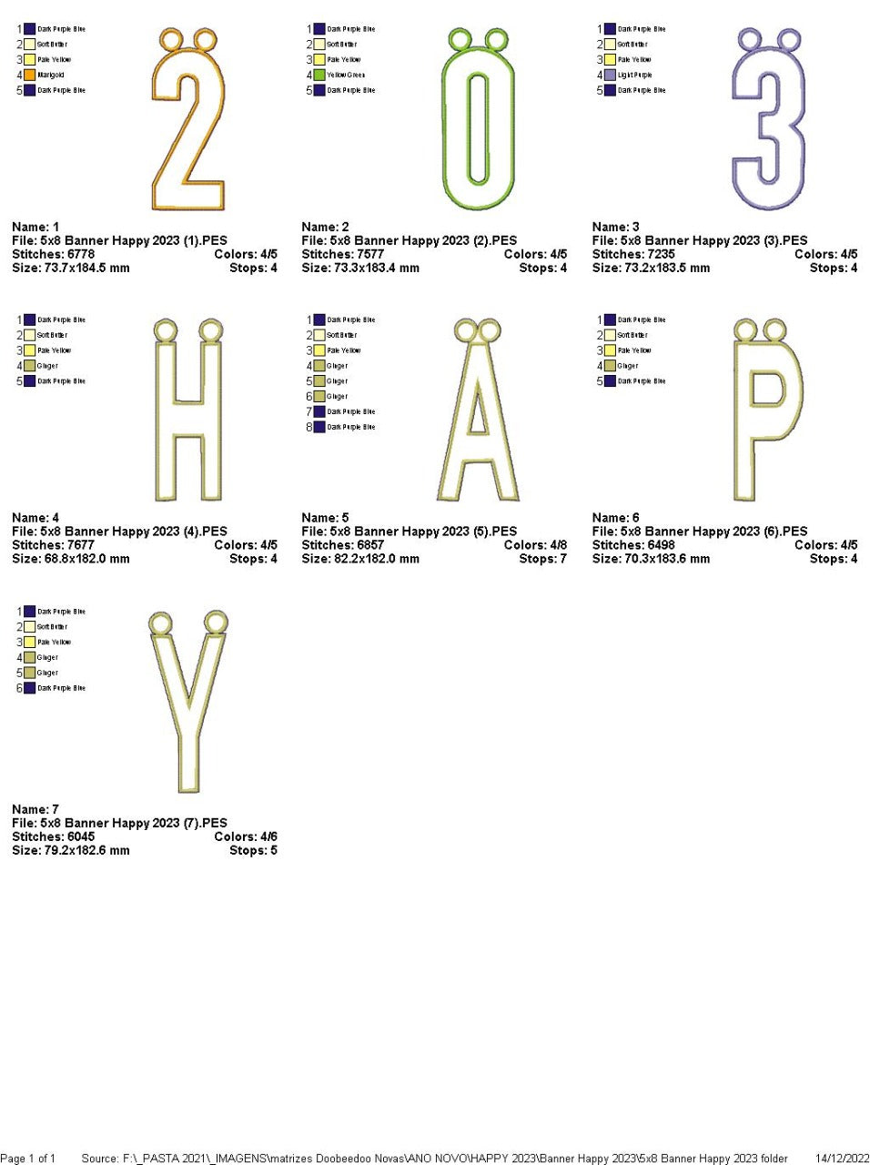 Happy 2023 Banner - ITH Project - Machine Embroidery Design