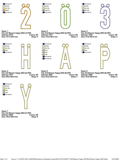 Happy 2023 Banner - ITH Project - Machine Embroidery Design