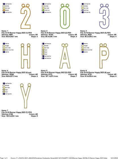 Happy 2023 Banner - ITH Project - Machine Embroidery Design