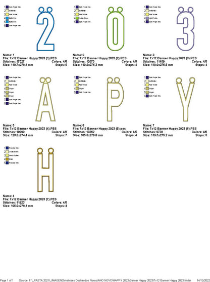 Happy 2023 Banner - ITH Project - Machine Embroidery Design