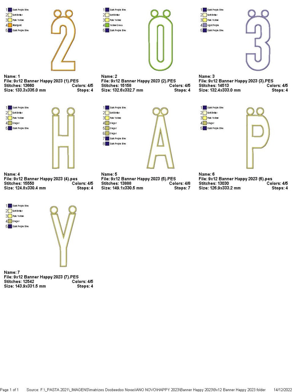 Happy 2023 Banner - ITH Project - Machine Embroidery Design