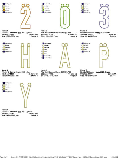 Happy 2023 Banner - ITH Project - Machine Embroidery Design