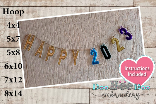 Happy 2023 Banner - ITH Project - Machine Embroidery Design