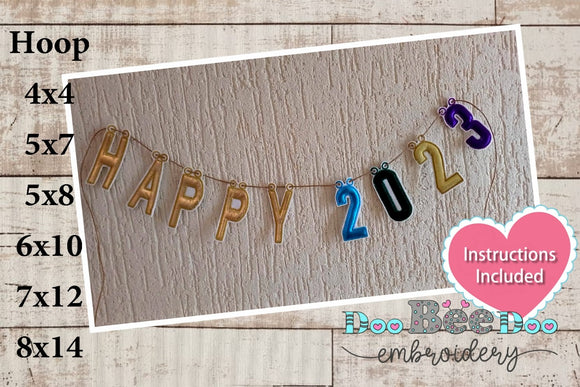Happy 2023 Banner - ITH Project - Machine Embroidery Design