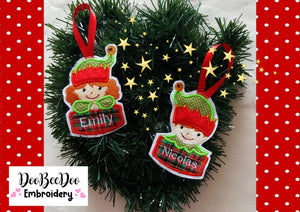 Elf Christmas - Tree Ornaments - ITH Applique