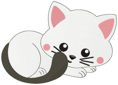 Sweet Sleeping Kitty - Fill Stitch - Machine Embroidery Design