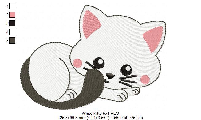 White Kitty - Fill Stitch