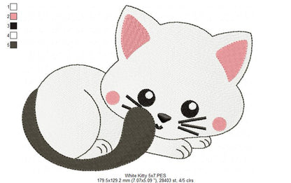 Sweet Sleeping Kitty - Fill Stitch - Machine Embroidery Design