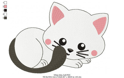 Sweet Sleeping Kitty - Fill Stitch - Machine Embroidery Design