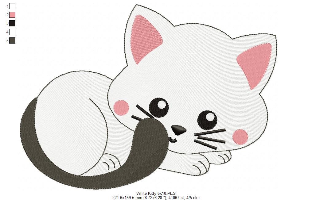 Sweet Sleeping Kitty - Fill Stitch - Machine Embroidery Design