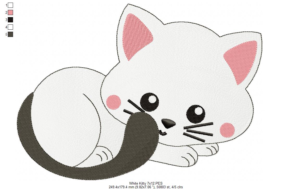 Sweet Sleeping Kitty - Fill Stitch - Machine Embroidery Design