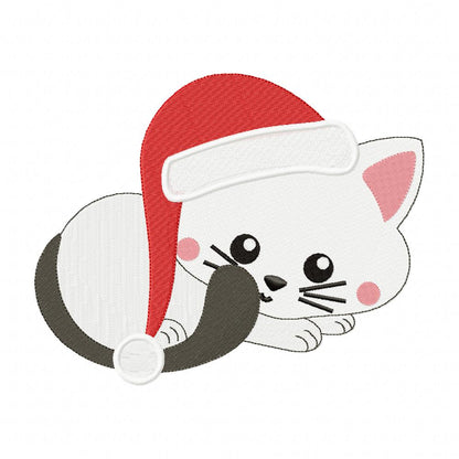 White Christmas Kitty - Fill Stitch