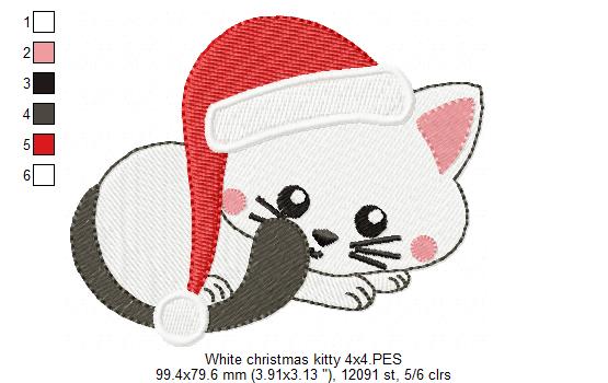 White Christmas Kitty - Fill Stitch