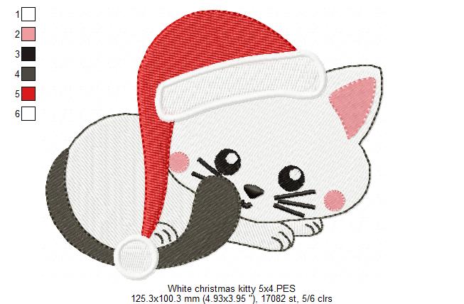 White Christmas Kitty - Fill Stitch