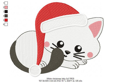 White Christmas Kitty - Fill Stitch