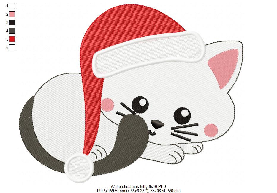 White Christmas Kitty - Fill Stitch